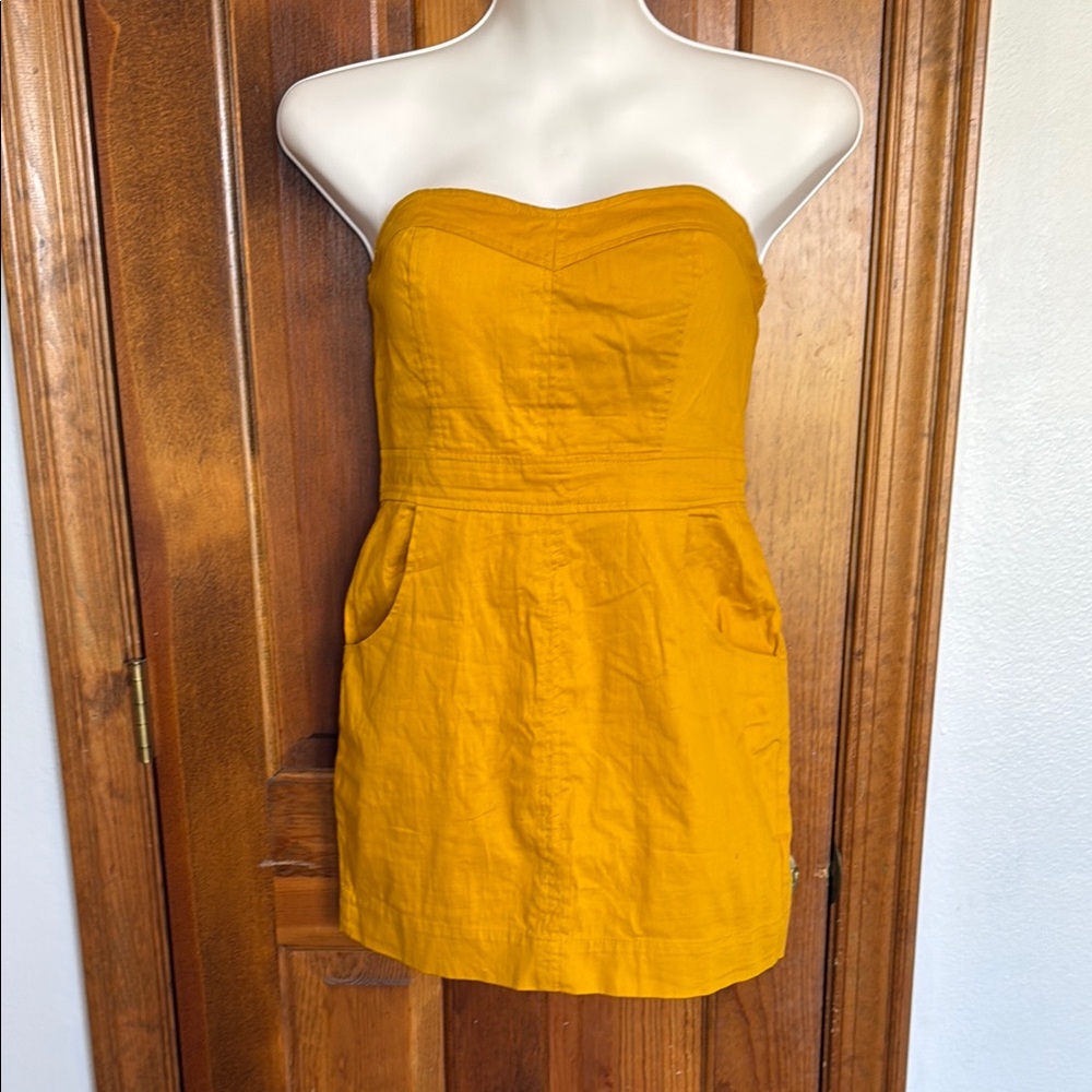 Mustard Yellow Strapless Dress